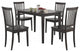 5 Piece Dining Set, Cappuccino Finish