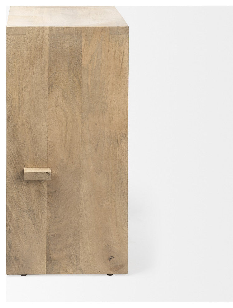 30" Minimal Light Brown Wood Bar Stool