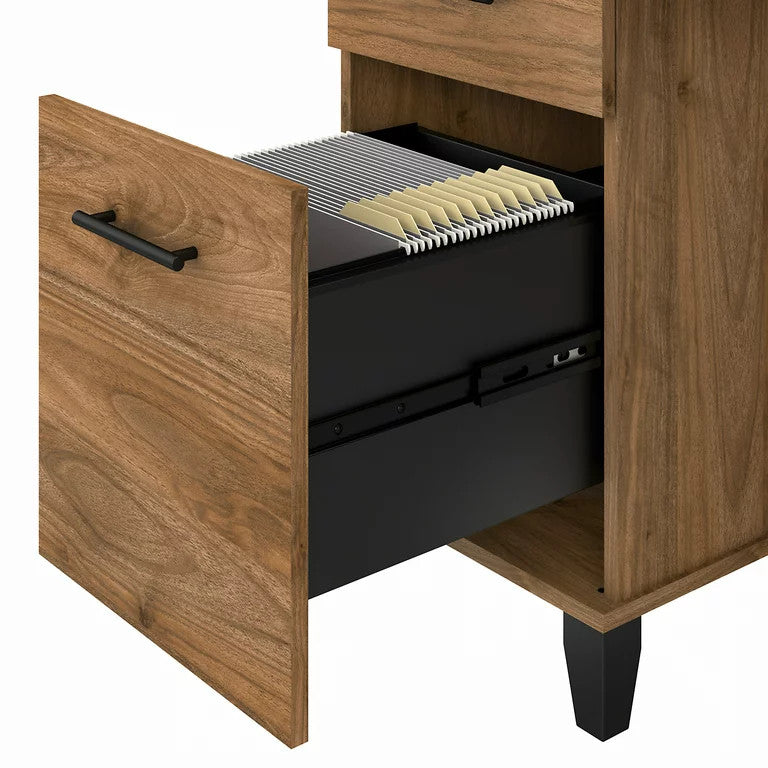 Transitional Desk, Large Design With Wire Management & 2 Drawers, Fresh Walnut