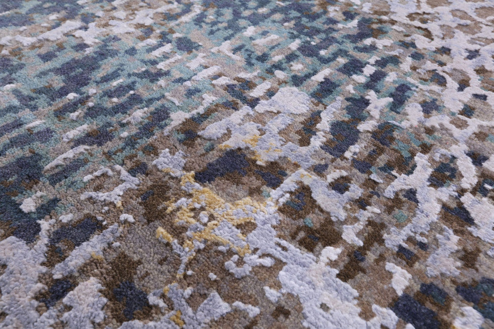 Modern Animal Print Design Handmade Wool and Silk Rug 5' 6" X 8' 3" Q8699