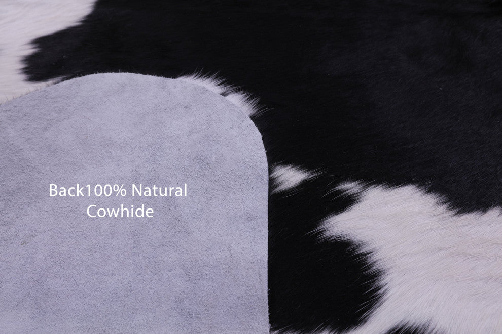 7' 4" X 6' 10" Black and White Natural Cowhide Rug C2183