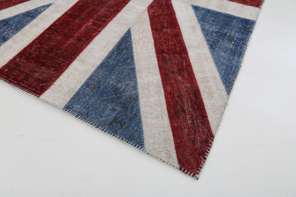 Rug N Carpet - Hand-knotted Anatolian 5' 8'' x 7' 10'' Flag Patchwork Rug