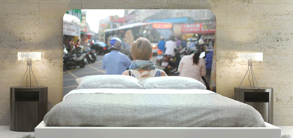 "Tourist" Headboard, King, Round, Fabric