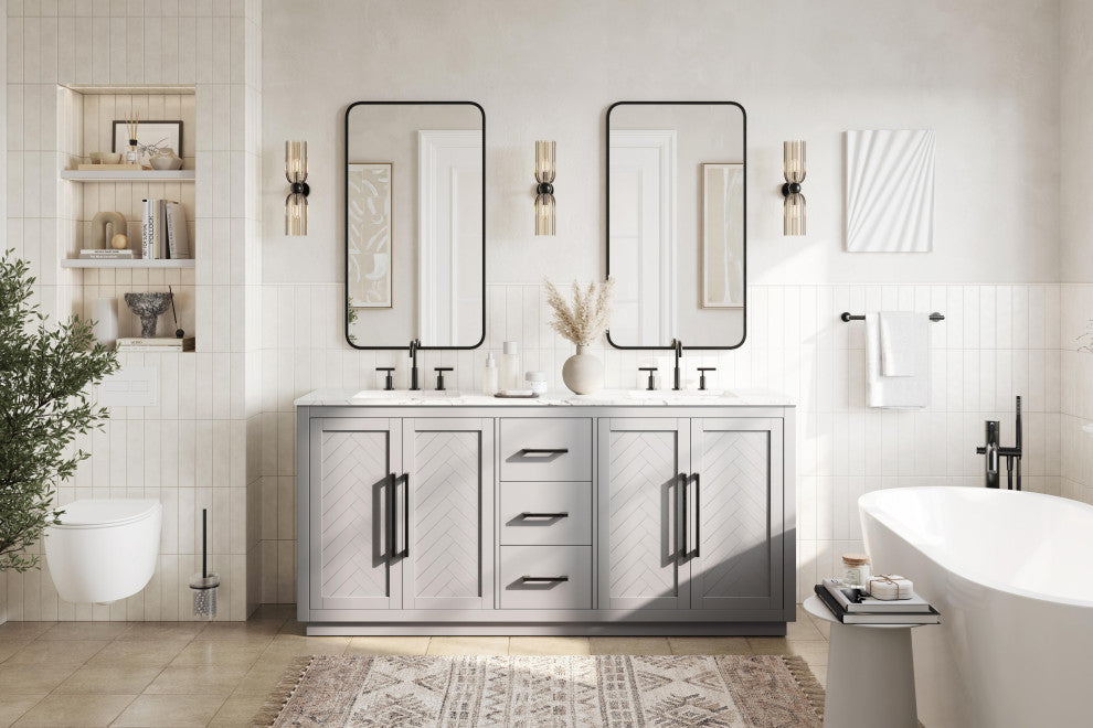 Home Living 72" Double Bathroom Vanity, Grey