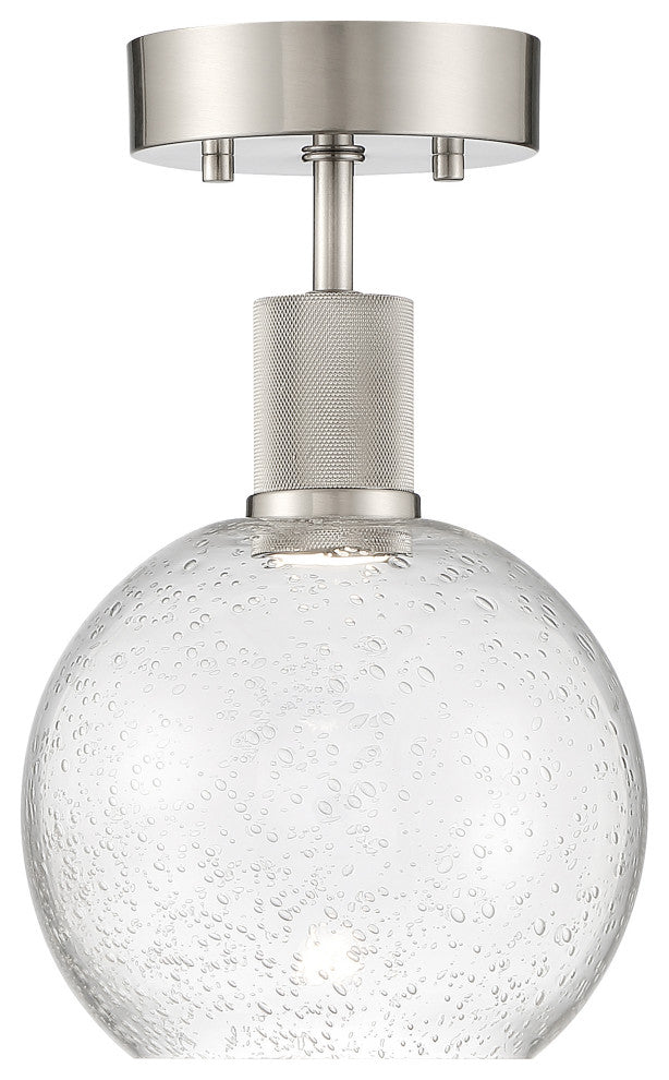 Access Port Nine 1-Light Burgundy LED Semi-Flush Brushed Steel