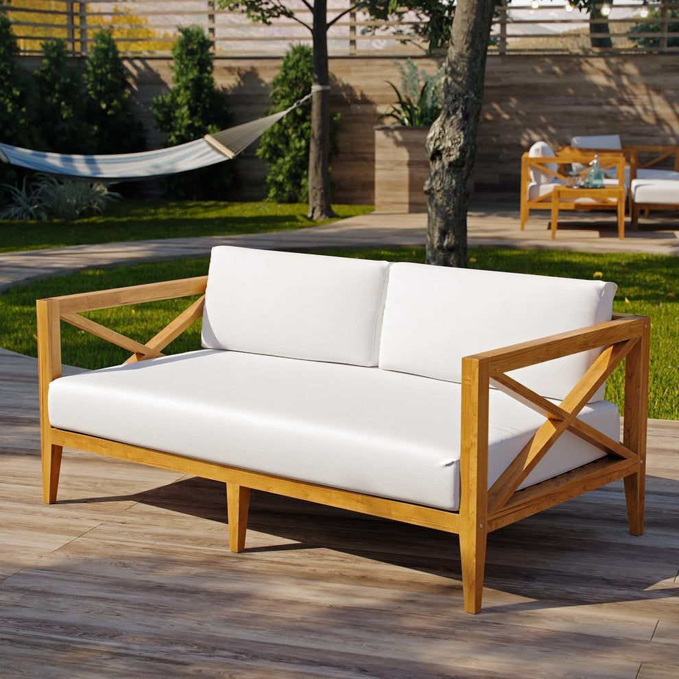 Natural White Northlake Outdoor Patio Premium Grade A Teak Wood Sofa