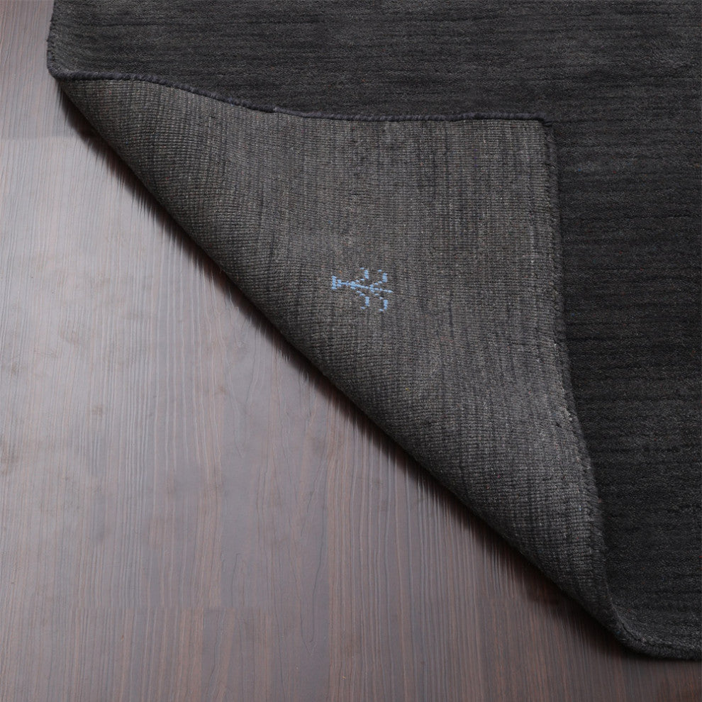 HAND KNOTTED LOOM WOOL ECO - FRIENDLY AREA RUGS - Charcoal,Contemporary