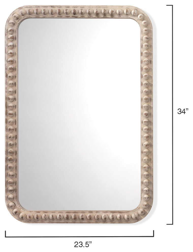 Rectangle Audrey Mirror, White Washed Wood