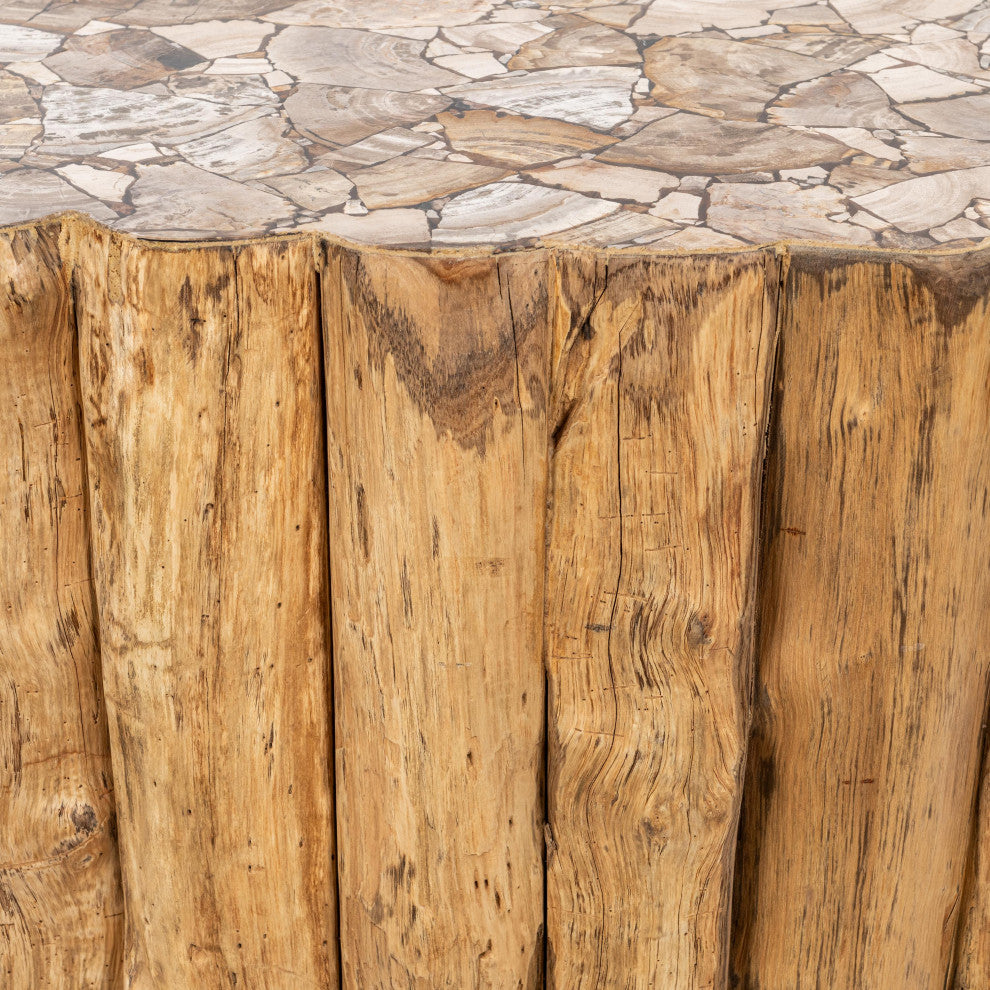 Norwest Petrified Teak Wood Console Table