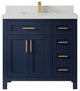Cambridge 36 Center Sink Bath Vanity in Hale Navy Blue 2" Carrara Quartz