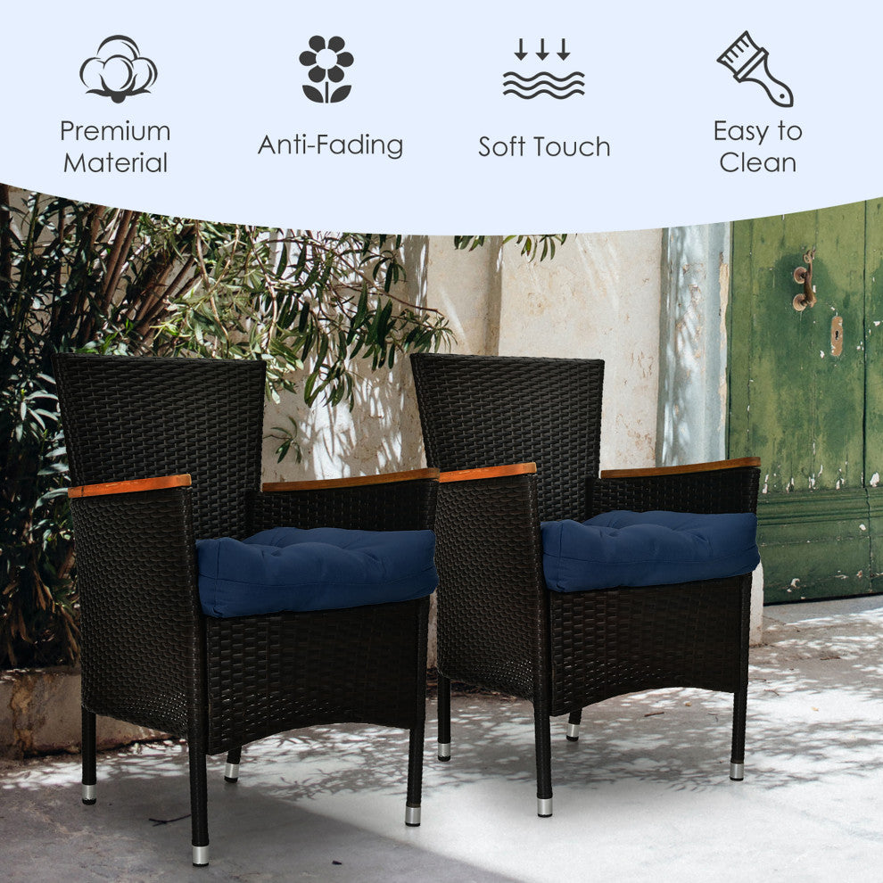 Costway 2PCS 21'' x 21'' Patio Chair Seat Cushion Pads Indoor/Outdoor Navy