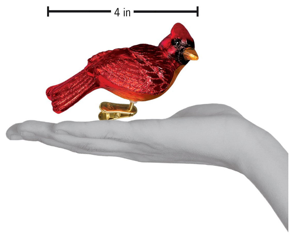 Old World Christmas Resting Cardinal Glass Blown Ornament