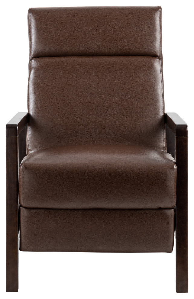 Miramichie Mid Century Modern Faux Leather Recliner, Dark Brown/Dark Espresso