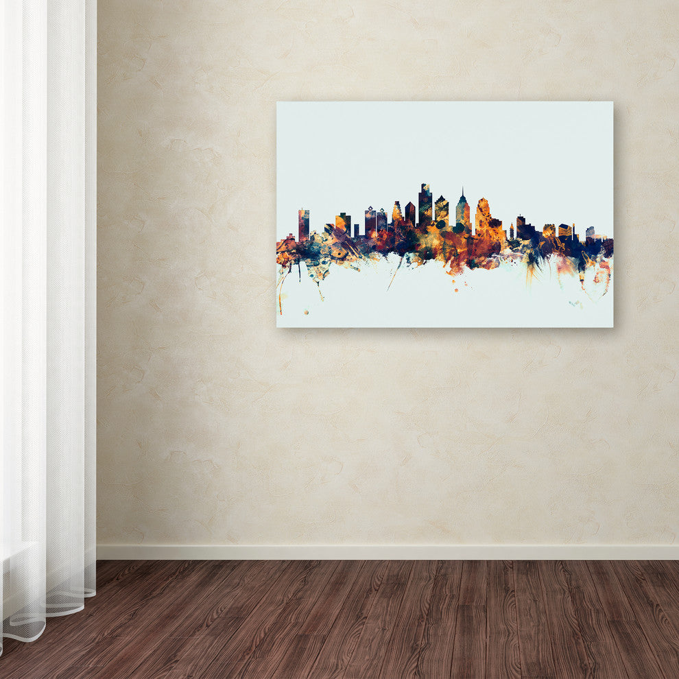 Michael Tompsett ''Philadelphia PA Skyline Blue'' Canvas Art, 30x47