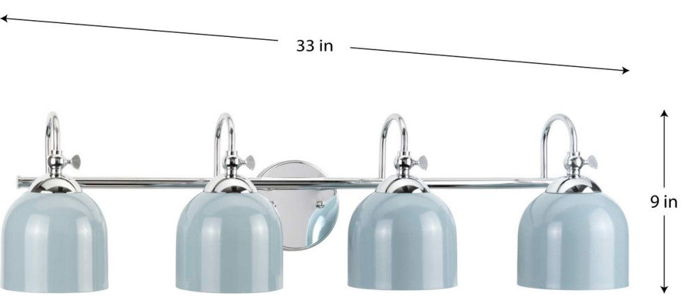 Dalton Collection 4-Light Polished Chrome Metal Shade Bath Vanity Light