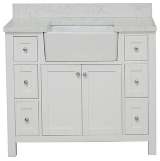 Yorkshire 42" Bathroom Vanity, White, Engineered Marble