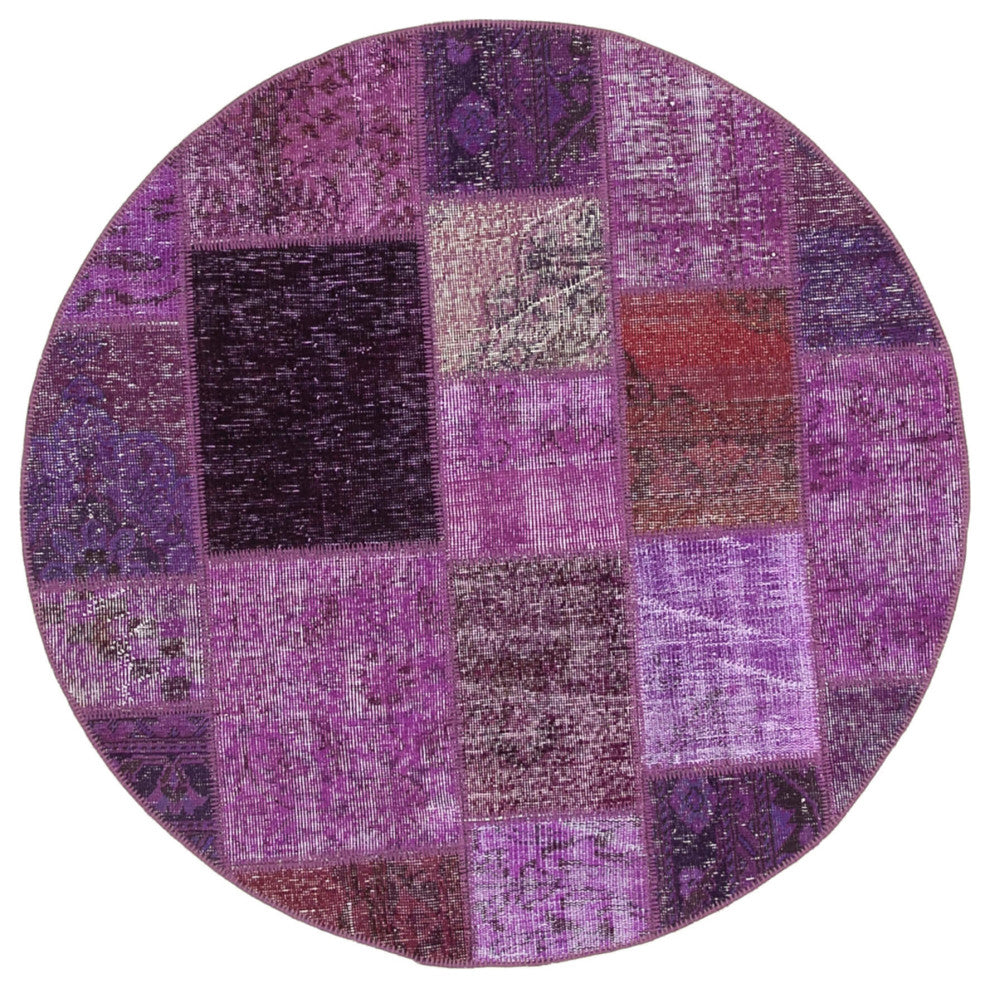 Rug N Carpet - Handwoven Anatolian 4' 9" x 4' 9" Small Round Patchwork Rug