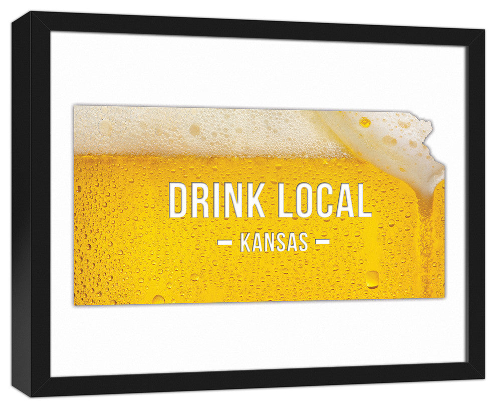 Kansas Drink Local Beer Wall Art, Framed Canvas