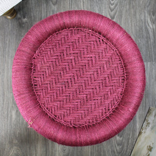 Natural Geo Moray Decorative Handwoven Jute Accent Stool, Maroon