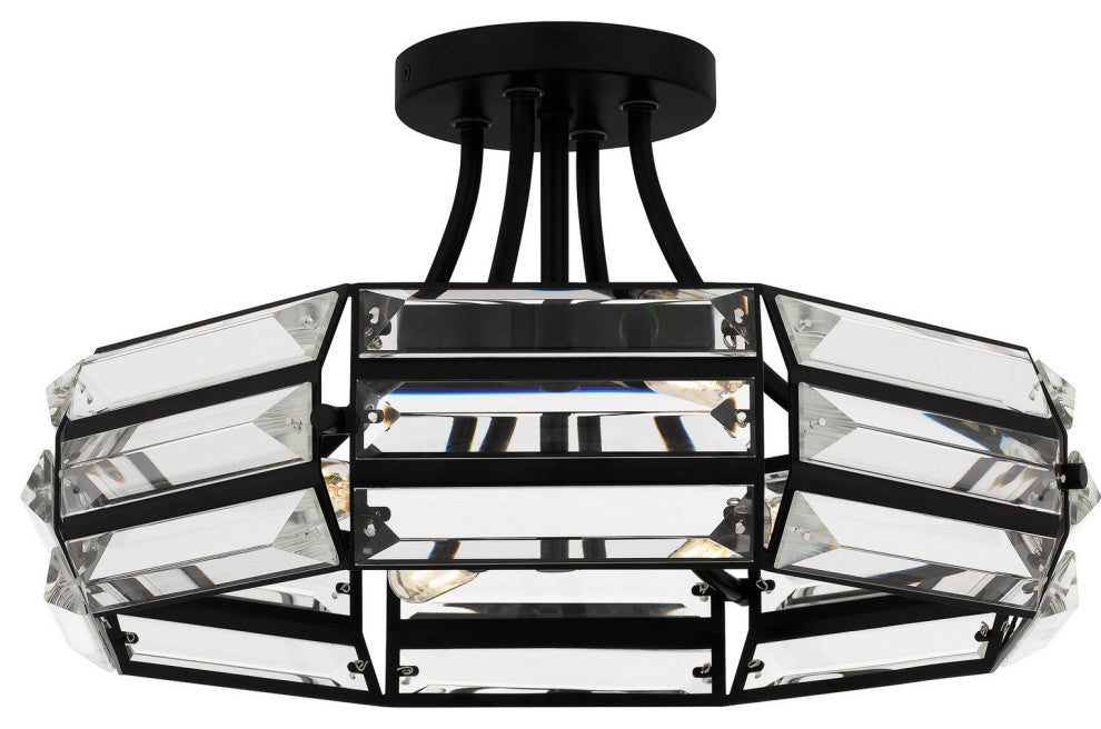 Four Light Semi Flush Mount in Matte Black