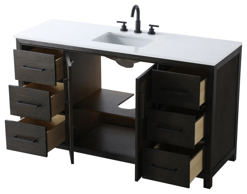 Home Living 60" Single Bathroom Vanity, Chocolate Oak
