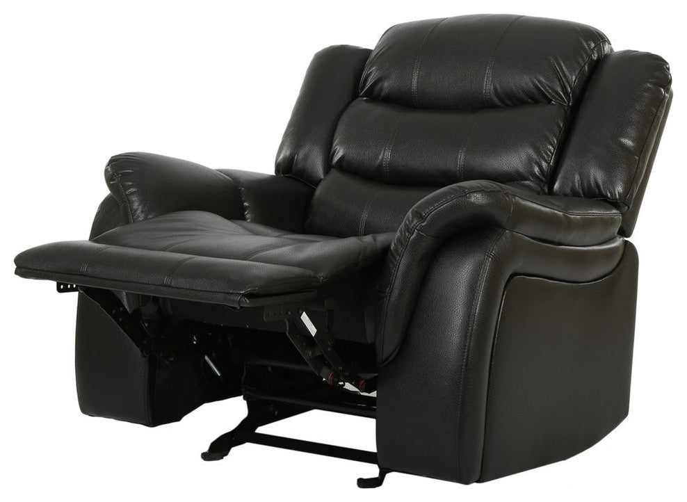 GDF Studio Hayvenhurst Black Leather Recliner/Glider Chair