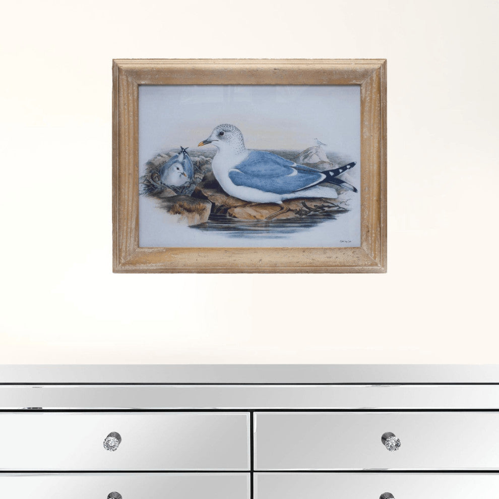 Blue Solid Wood Bird Wall Decor