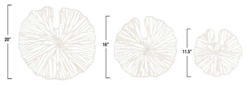 Handmade White Coral Shaped Paper & Metal Wall DÃ©cor (Set of 3 Sizes)