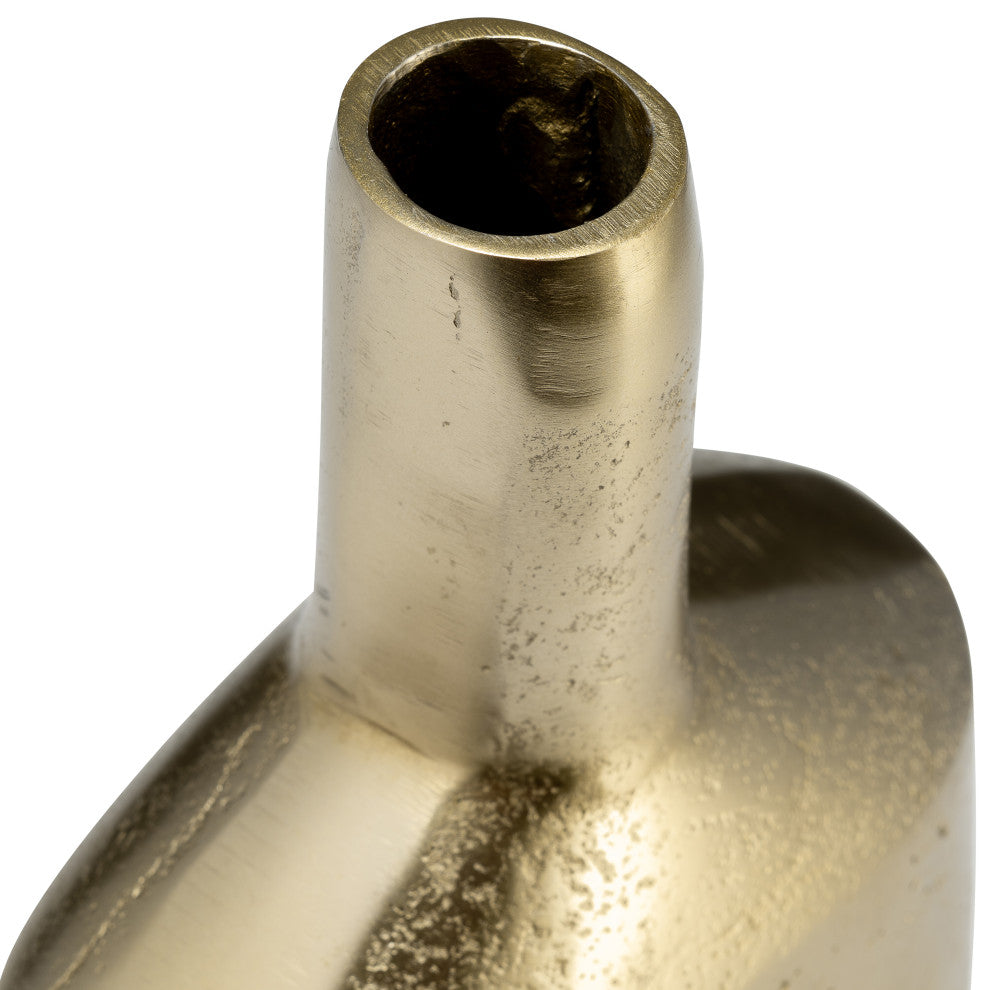 Metal, 16"H, Tall Modern Open Cut Out Vase, Gold