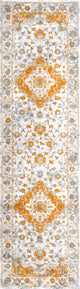 Indhira Ornate Medallion Persian Orange/Cream 2 ft. x 8 ft. Runner Rug
