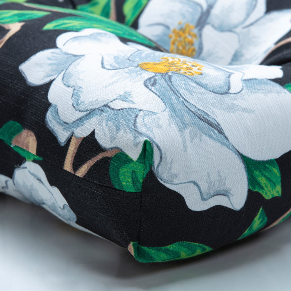 Pillow Perfect Magnolia Black Reversible Chair Pad, Set of 2