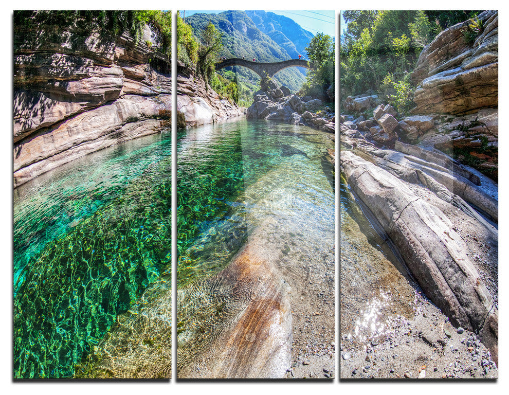 "Ponte Dei Salti Val Verzasca" Photo Metal Wall Art, 3 Panels, 36"x28"