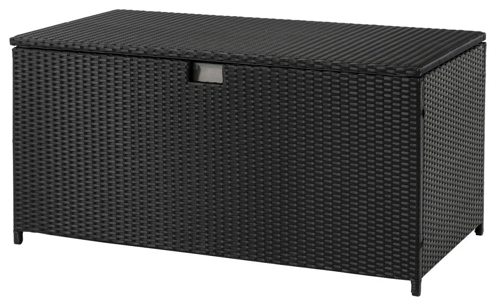 Outdoor Wicker Storage Box, Black
