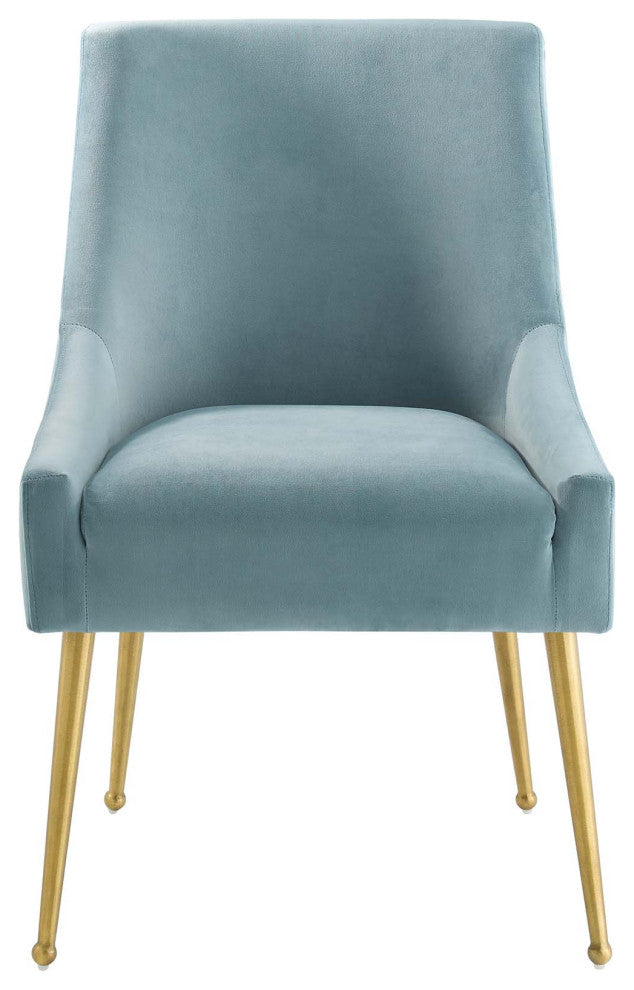 Discern Upholstered Performance Velvet Dining Chair Light Blue