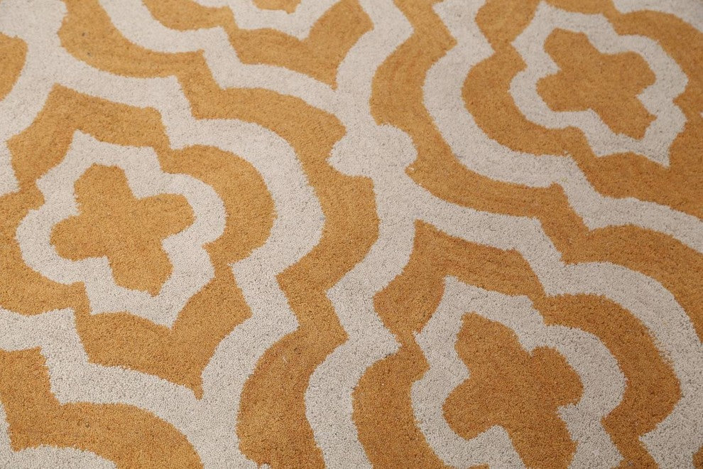 Moroccan Trellis Hand Tufted Oriental Area Rug, Yellow, 10x13