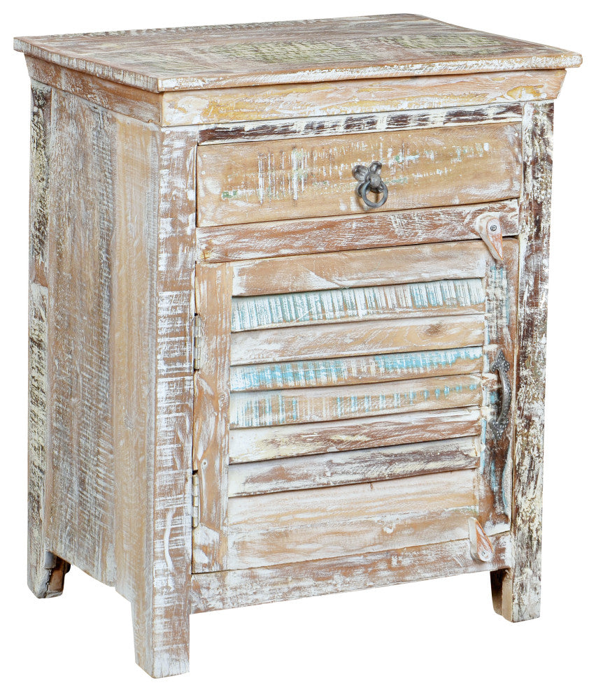 Cassidy 1-Drawer 1-Door Shutter Nightstand, White, Left