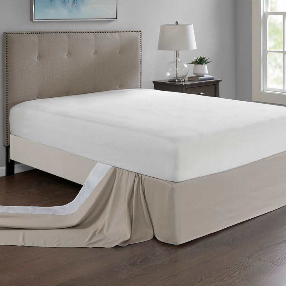 Madison Park Simple Fit Wrap Around Adjustable Bedskirt, Khaki