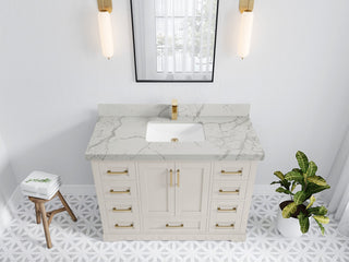 Boston 48" Single Sink Bath Vanity in Fine Grain 2" Venatino Quartz