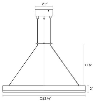 Sonneman 2315 Corona 24" LED Pendant - Bright Satin Aluminum