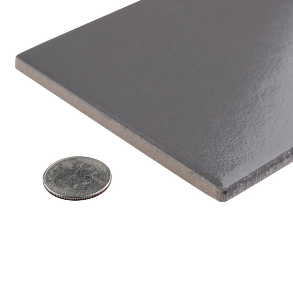 BioTech Piscina Brick Porcelain Floor and Wall Tile, Dark Grey Glossy