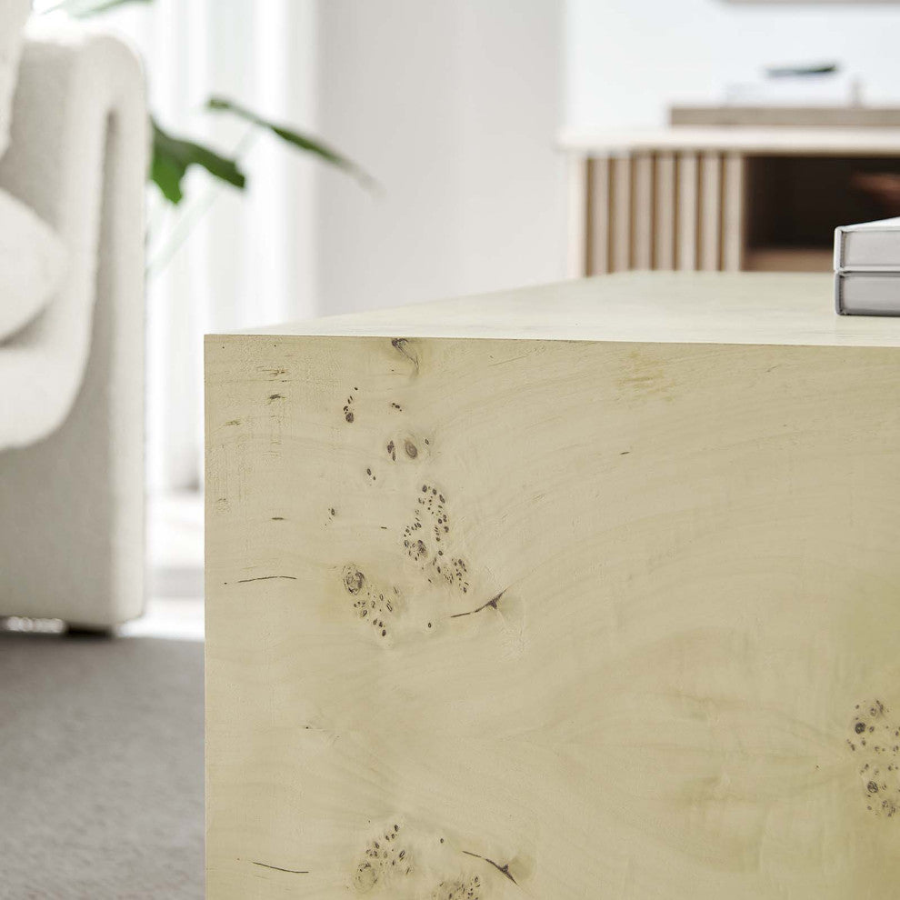 MODWAY Cosmos 36" Square Burl Wood Coffee Table