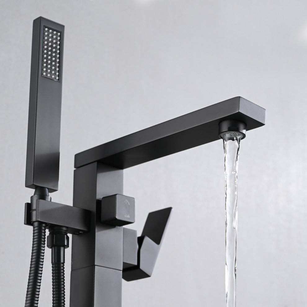 Freestanding Tub Shower Claw Foot Faucet With Handheld Spout, Matte Black