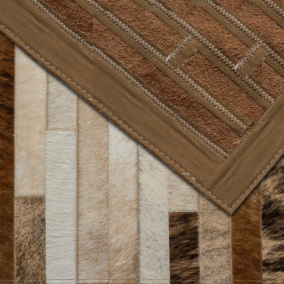 Cowhide Patchwork Rug, Poseidon, Morph, 5' X 8'