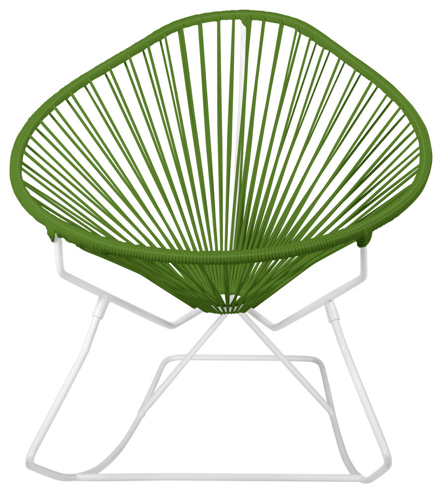 Acapulco Indoor/Outdoor Handmade Rocker, Cactus Weave, White Frame