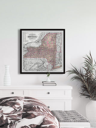 "NY City Map" Framed Painting Print, 18x18