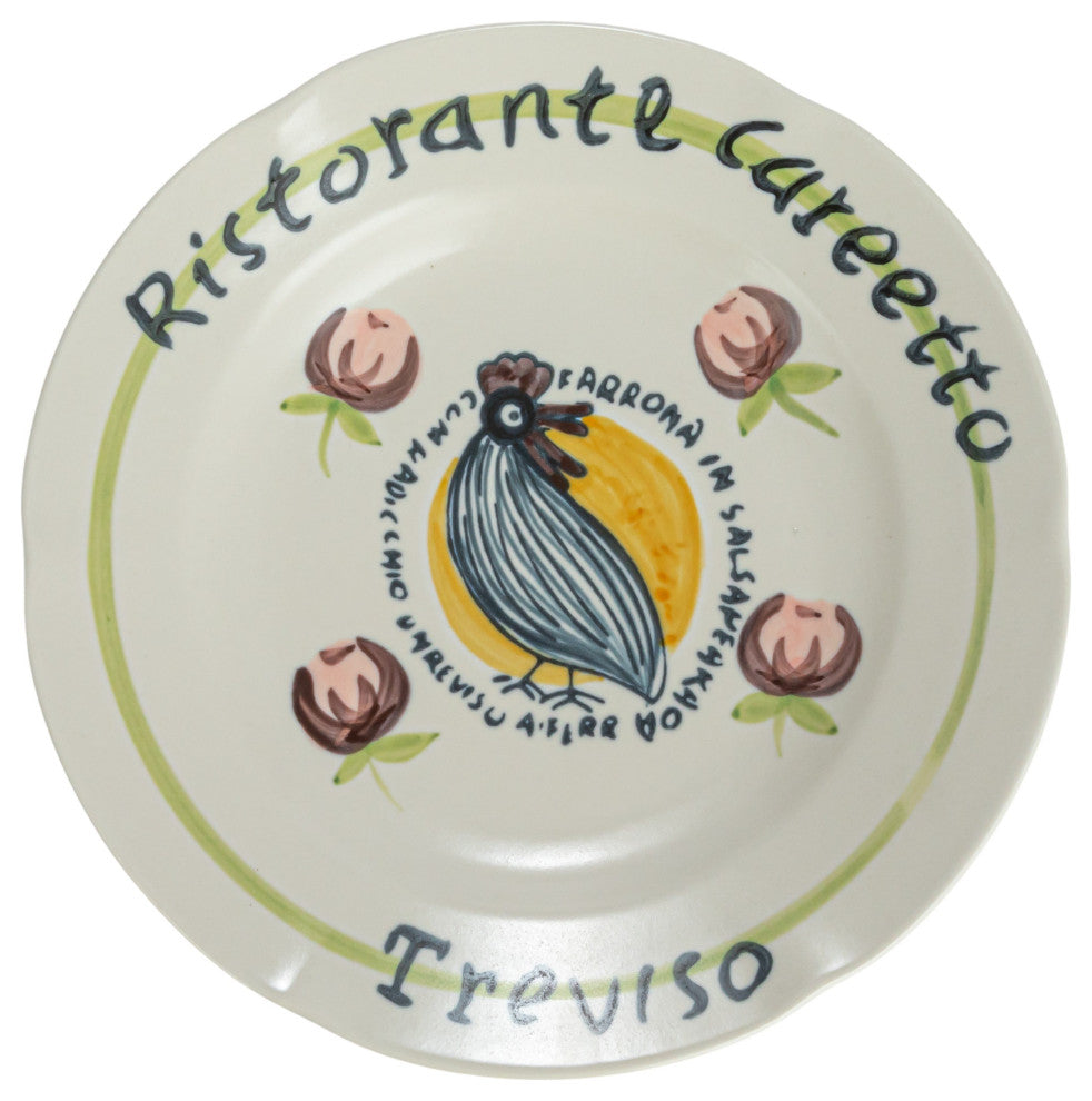 Stoneware Plate Set with Hotel Restaurant Image Styles, Multicolor, Set of 12