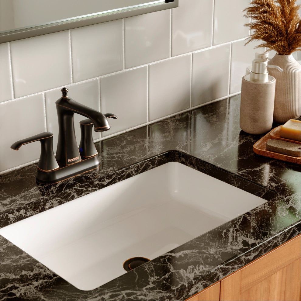 Karran 2-Hole 2-Handle Bathroom Faucet With Pop-Up Drain, Oil Rubbed Bronze