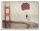 Bridge Girl Balloons Abstract Modern Collage Design, 30 x 24