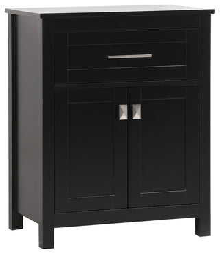 24" Wide Bathroom Storage Freestanding Cabinet, Black