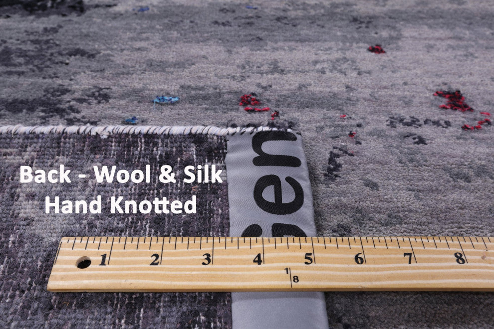 7' 10" X 9' 11" Wool and Silk Modern Handmade Rug Q7230